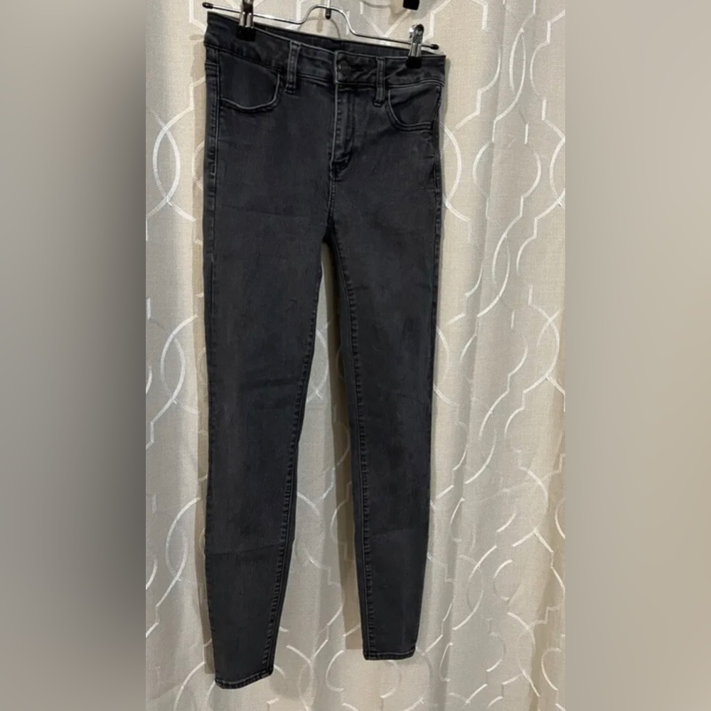 American Eagle Outfitters Womens Black Faded Jeans Next Level Size 4 Long